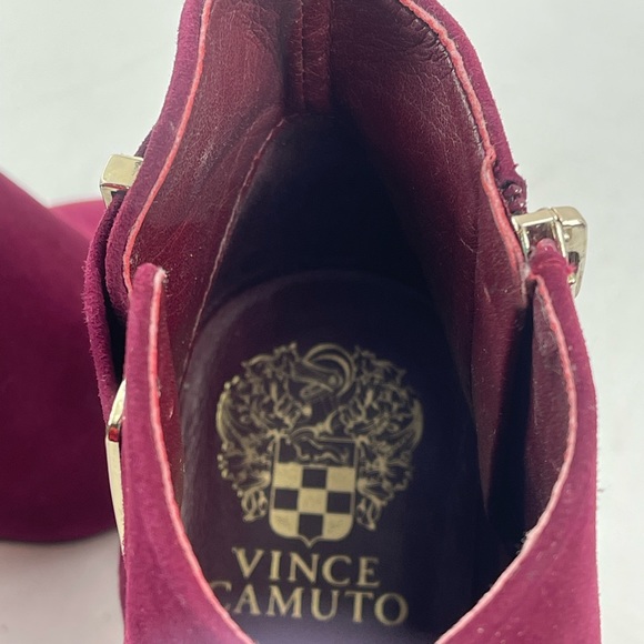 Vince Camuto Vinisha 7 Medium Bootie Red Suede Ankle Zip Heeled Boots Shoes - Picture 12 of 12